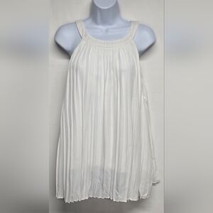 Annabelle 2X Accordion Pleated Top White Sleeveless Peasant Boho New